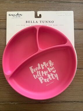 Bella Tunno Pink Divided Suction Plate for Kids